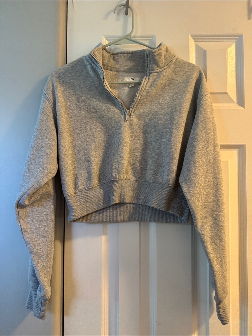 Nordstrom BP. Gray Cropped Quarter-Zip Sweatshirt